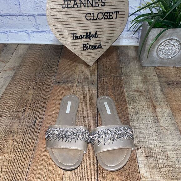 Victoria’s Secret rhinestone fringe slip on sandals - Picture 2 of 7